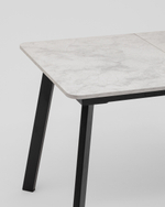 Стол Batu new 120-160/80/76 столешница ЛМДФ ароза светлая подстолье металл черный