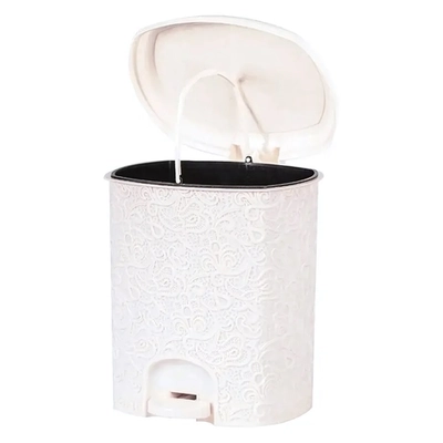 Ведро для мусора с педалью 11л Ажур (Слоновая кость)