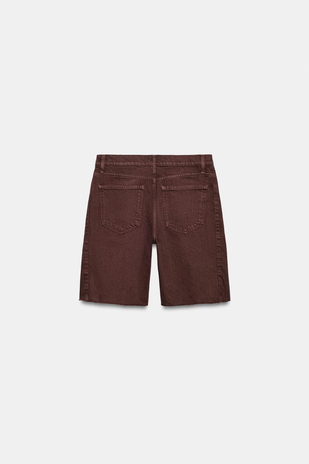 ZARA ДЖИНСОВЫЕ ШОРТЫ RELAXED СО СРЕДНЕЙ ПОСАДКОЙ — ZW COLLECTION, ТЕМНО-ГРАНАТОВЫЙ