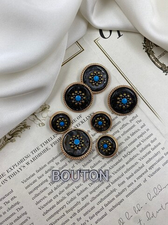 Пуговицы винтажные черный перламутр с цветком