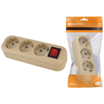 Корпус удлинителя 3 гн, 2 + 3, с/з, 16 А, 250 В, выкл, сосна, TDM, Эко, SQ1806-0049