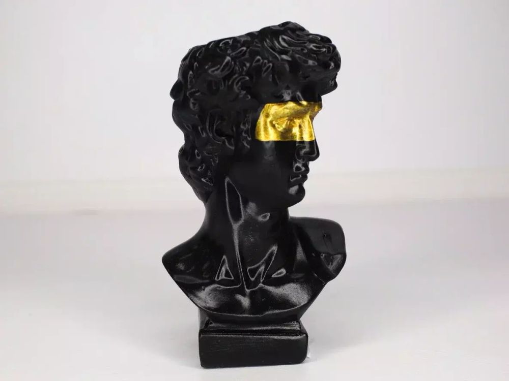 Кашпо - органайзер "Бюст Давид" (Черный с золотом), 9х17х8,5см 7501900