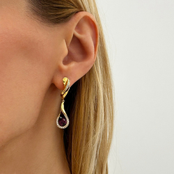 Cерьги с Родолитами и Бриллиантами, Эмаль, E0123-21/2