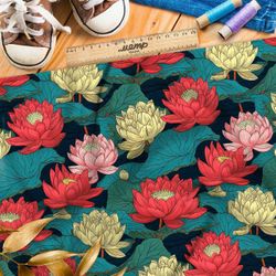 Ткань премиум дюспо ночная флоральная мелодия