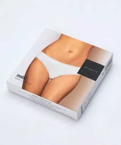 Трусы (2шт) женские слипы бикини Atlantic 2BLP-055,светлый экру