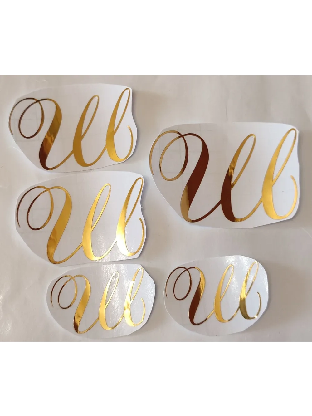 Наклейки свадебные зеркальное золото инициалы " Ш "