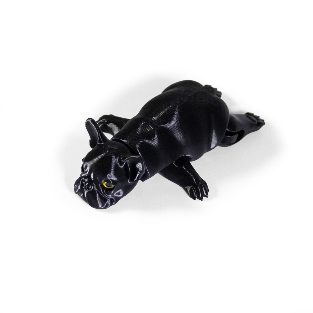 Мини французкий бульдог лежачий, 3D игрушка-антистресс, 11 см., чёрный