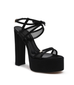 Кожаные босоножки на каблуке Elisabetta Franchi - черный(SA28L42E2)