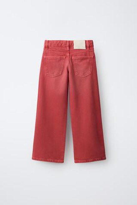 ZARA ДЖИНСЫ WIDE LEG, КРАСНЫЙ