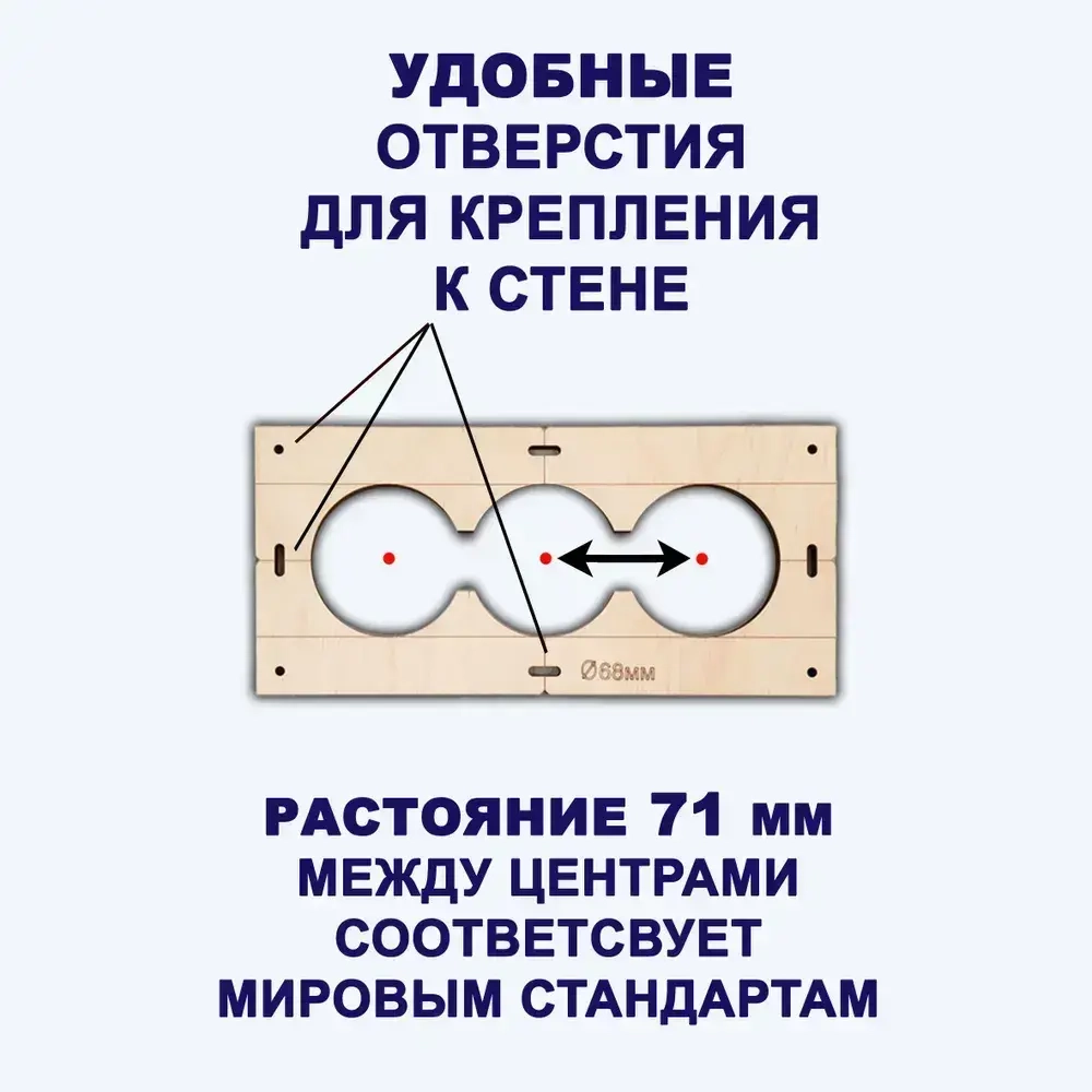 Строительные шаблоны-лекало розеток и выключателей для коронки 68мм