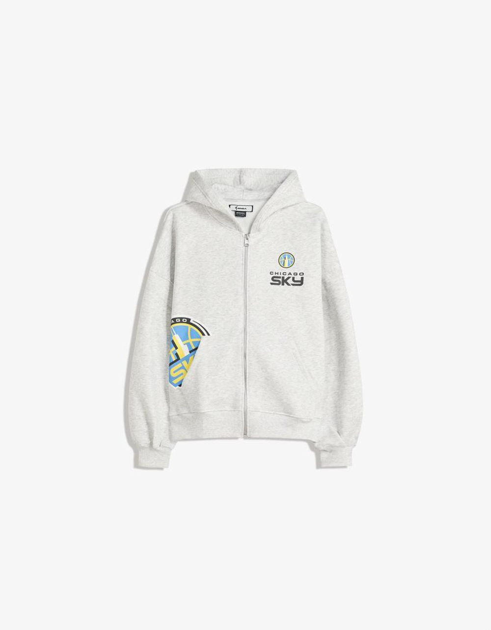 BERSHKA Толстовка на молнии WNBA, серый