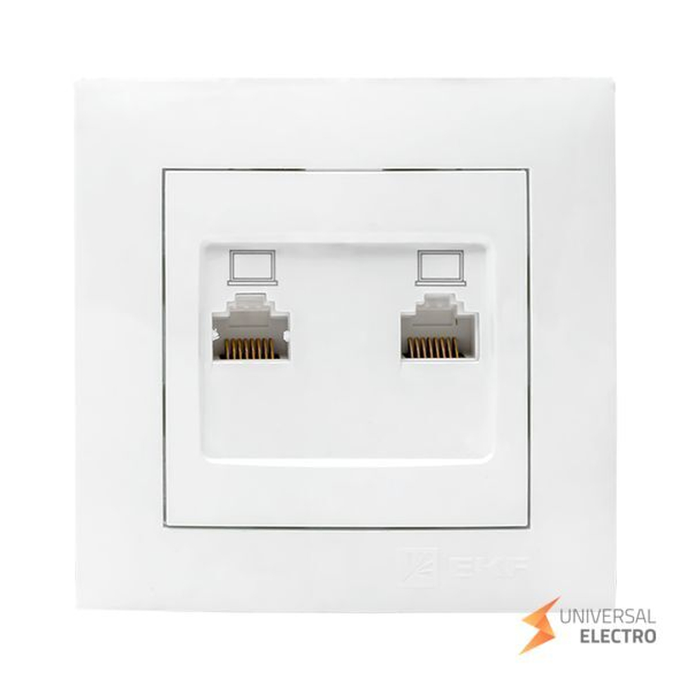 Валенсия розетка компьютерная RJ-45 2-местная белая EKF PROxima