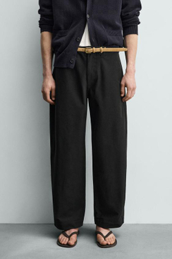 ZARA БРЮКИ BALLOON FIT, ЧЕРНЫЙ