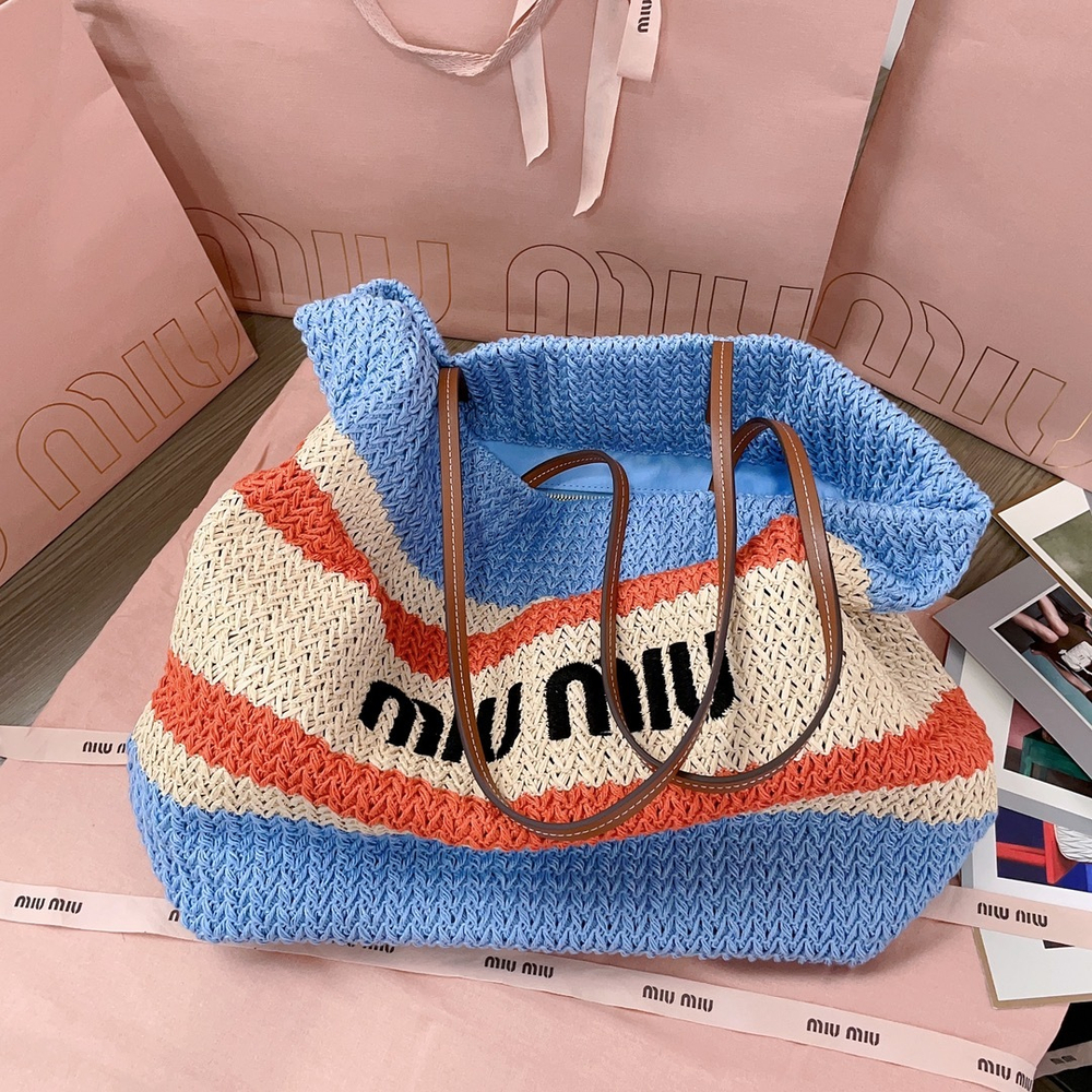 Miu Miu Woven Fabric Tote Bag