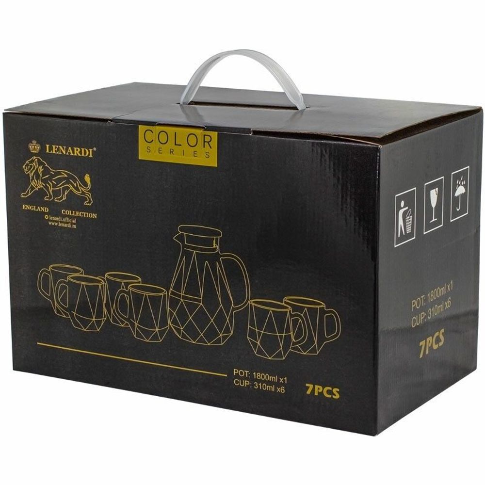 Lenardi 589-016 Набор: кувшин-заварник 1,9 л и 6 кружек 350 мл розовый, в под.уп.(х8)