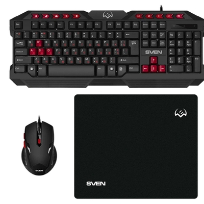 Комплект (клавиатура + мышь) Игровой набор клавиатура+мышь+коврик GS-9200 (114 кл,, 8 смен. кл., 800-2400DPI, 5+1кл.)