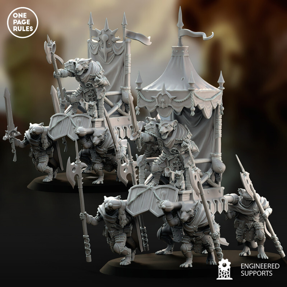 Grand Alliance Chaos Skaven Skaven Clanrats Skaven Grey Seer в паланкине 1 шт. миниатюра для dnd, днд, pathfinder, фентези, Настольная игра, НРИ, Варгейм, РПГ