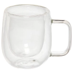 Кружка стеклянная с двойными стенками 150мл «Хай-Тек» большая ручка