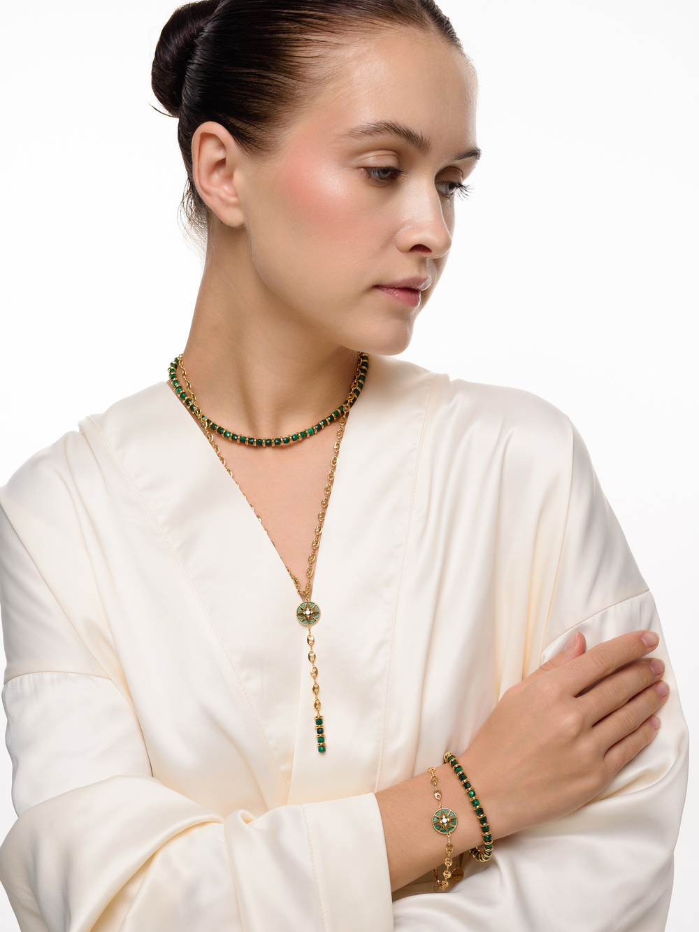 Браслет "Plane Malachite" Gold