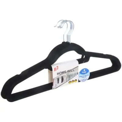 Плечики нескользящие с бархатным покрытием 5шт «ИДЕЯДОМА», цвет чёрный, 44*22см (Селфи)✦