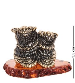 Народные промыслы AM-3288 Фигурка «Совушки вместе навсегда» (латунь, янтарь)