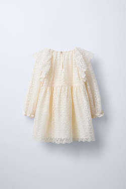 ZARA ПЛАТЬЕ С ЦВЕТОЧНЫМ ПРИНТОМ И ВЫШИВКОЙ, ЭКРЮ