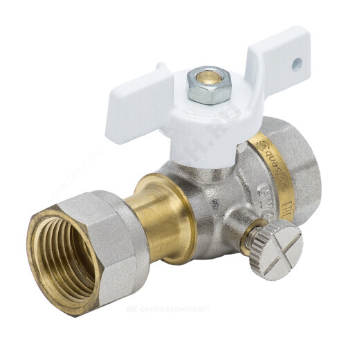 Кран для манометра 3-ходовой латунь 1124 Standard никель Ду 15 Ру40 ВР/нак. гайка G1/2"-G1/4" Aquasfera 1124-01