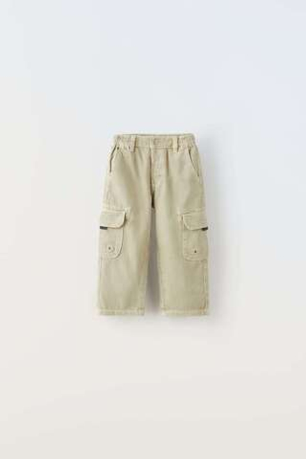 ZARA ДЖИНСОВЫЕ БРЮКИ КАРГО, СЕРО-ДЫМЧАТЫЙ
