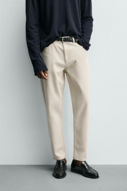 ZARA ДЖИНСЫ SLIM TAPERED FIT, ЭКРЮ