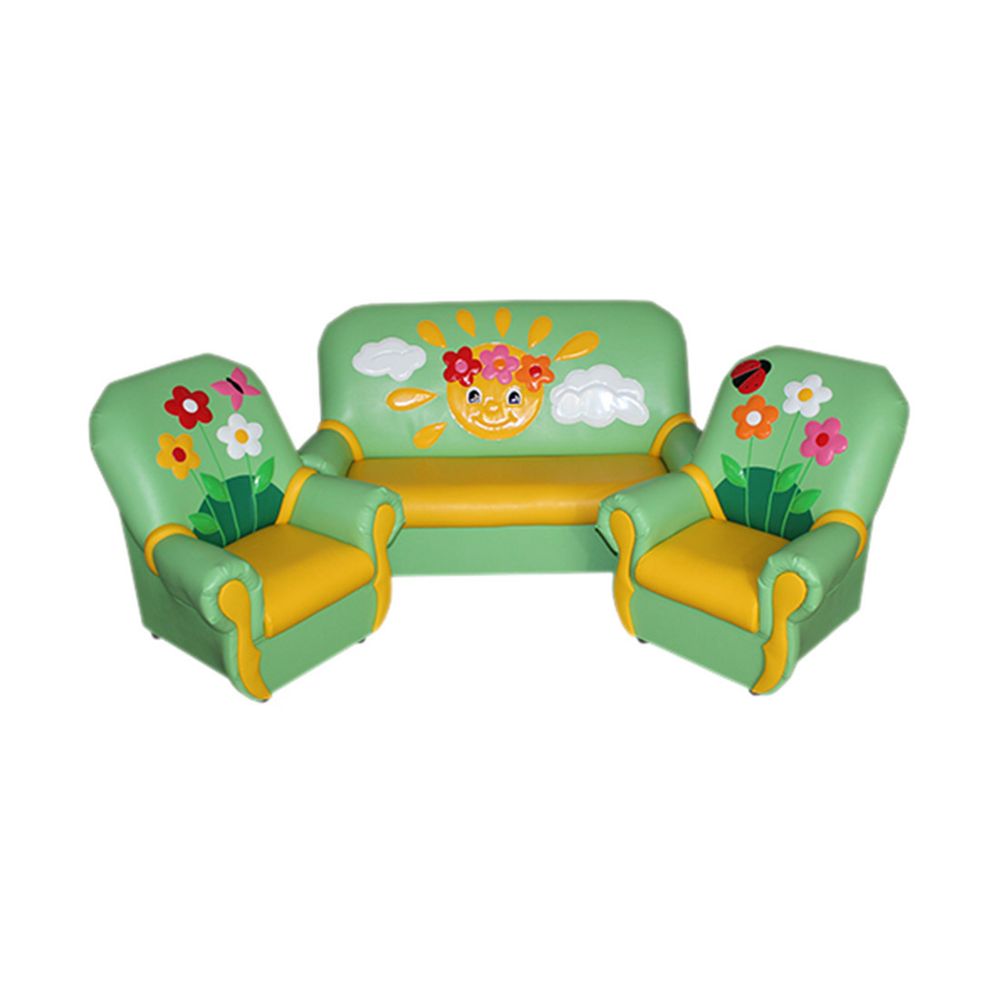 Комплект мягкой игровой мебели «Сказка люкс» Солнышко салатово-желтый