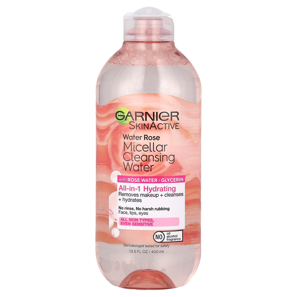 Garnier, SkinActive, мицеллярная очищающая вода с розовой водой и глицерином, 400 мл (13,5 жидк. унц.)