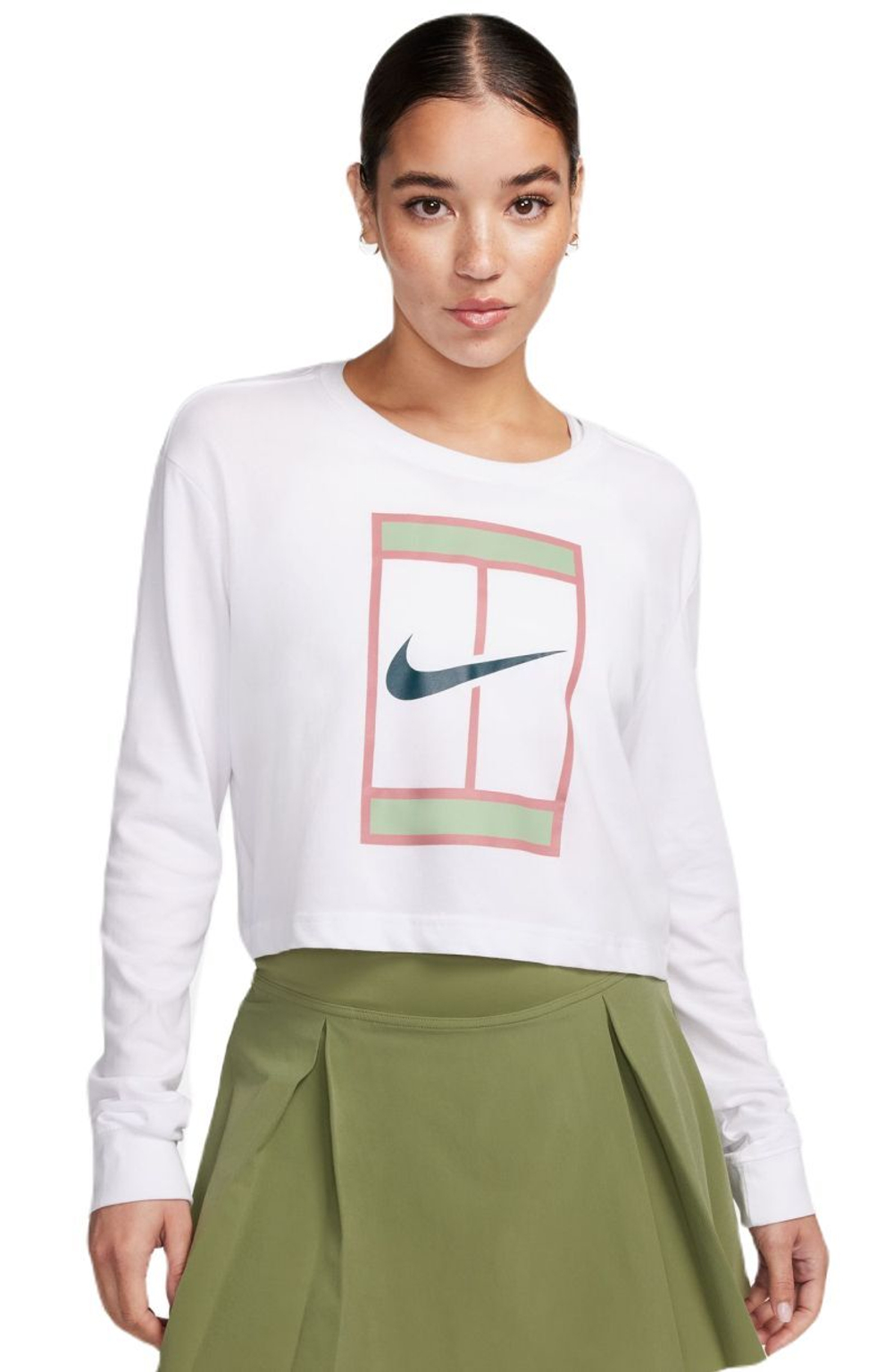Женская теннисная футболка (dł. Рукава) Nike Dri-Fit Slam Long Sleeve T-Shirt - белый