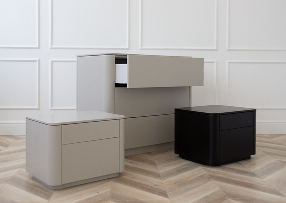 Комод Tammi 3 ящика ширина 90 см (серо-бежевый)