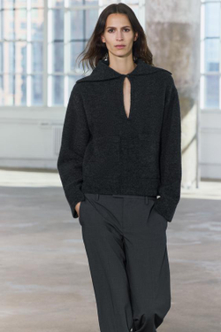 ZARA ОДНОТОННЫЙ СВИТЕР С НАКЛАДНЫМИ КАРМАНАМИ, ТЕМНЫЙ АНТРАЦИТ