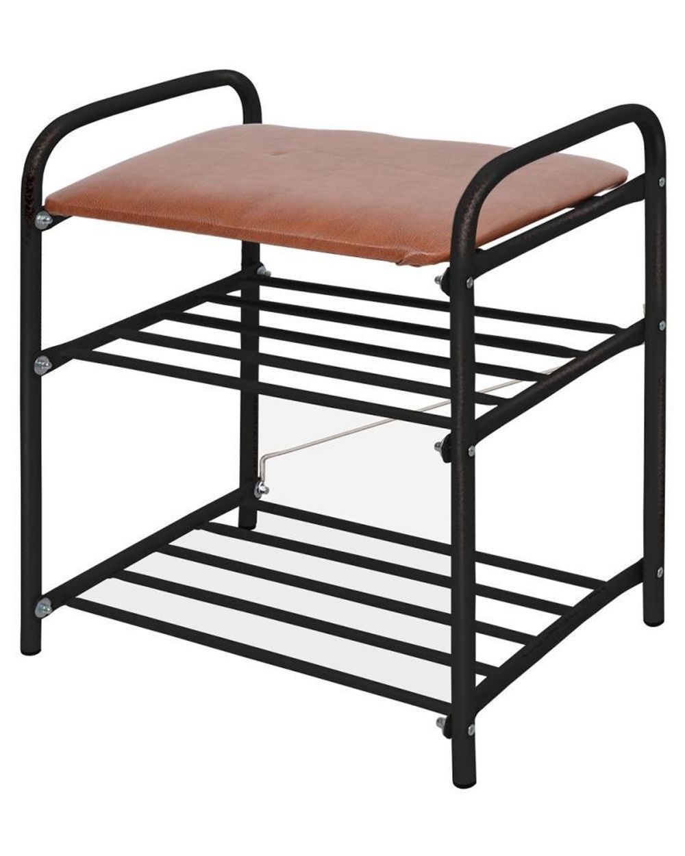 Банкетка в прихожую Б1 3-х ярусная, на металлокаркасе (цвет медный), Ника