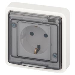Розетка ЭРА Эксперт 11-2522-01 с заземлением с крышкой 2P+E IP55 шторки 16A-250В СУ белый | Эра Эксперт