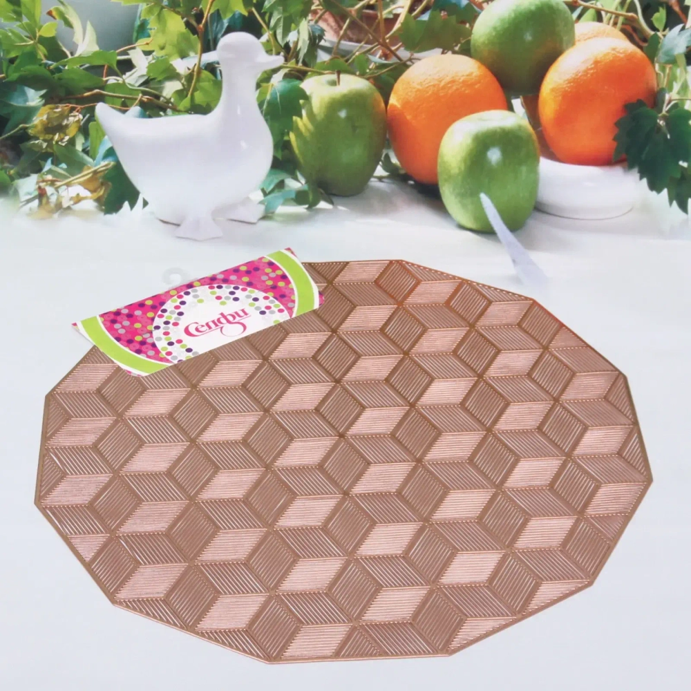 Салфетка плетеная 38см «Кубики» розовое золото