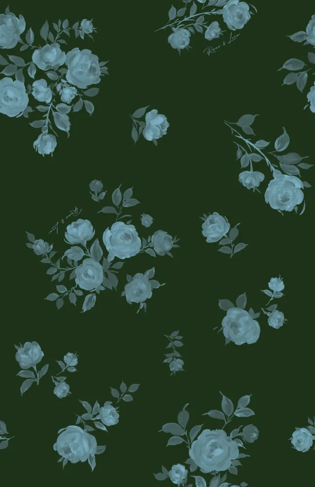 Macel midi, платье миди из темно-зеленого крепдешина с цветочным принтом, с розой