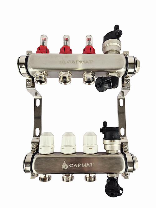 Коллекторная группа с расходомерами САРМАТ 1"x3/4" 3 вых. нерж с в /о SS2200 (CN)