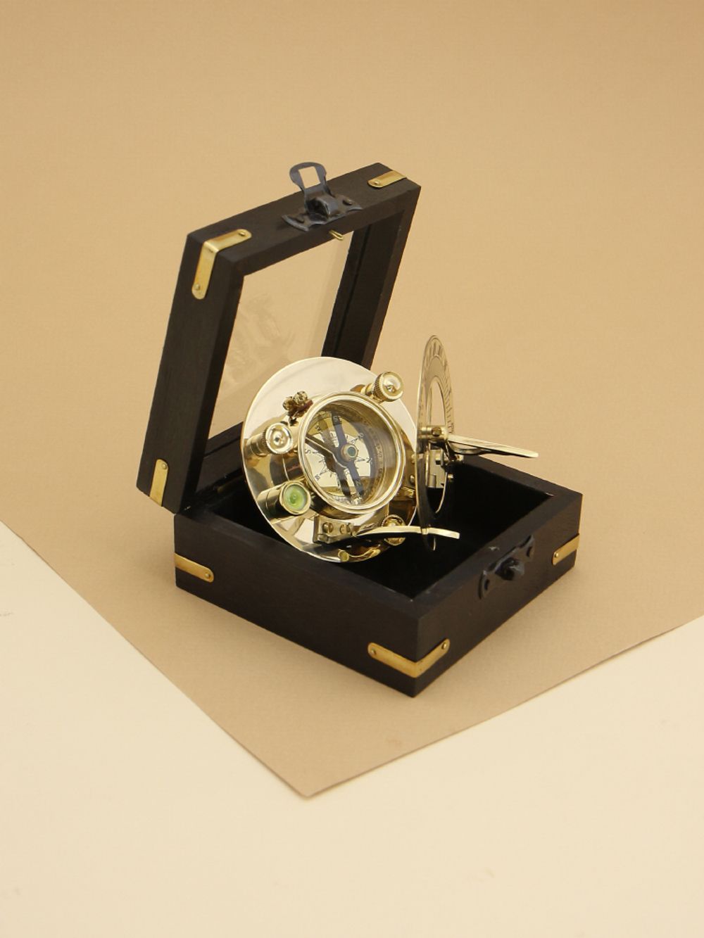 Nautical Морской компас в деревянном футляре