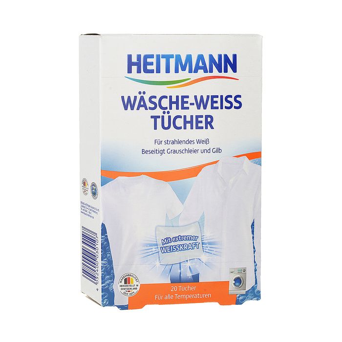 Heitmann Салфетки для стирки белого белья и тонких тканей, без отбеливателя 20 шт.