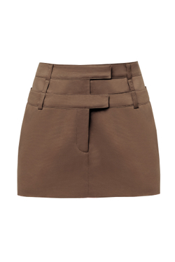 “Espresso foam” Мини юбка с двойным поясом.