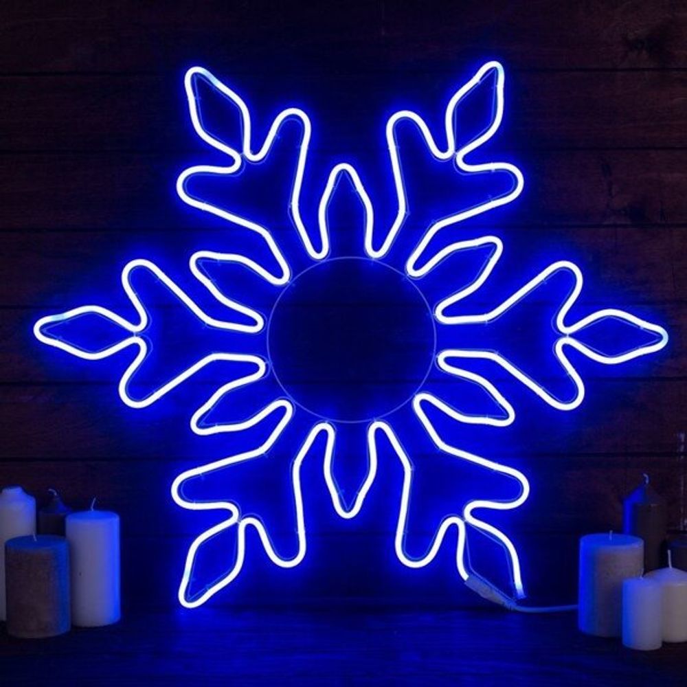 Снежинка светодиодная d-75 см. Фигура из гибкого неона. Синяя