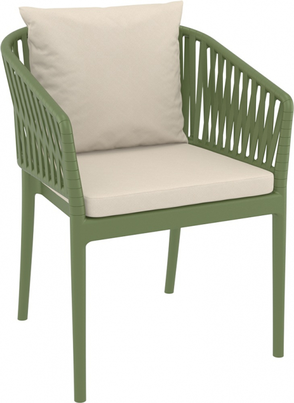 Кресло пластиковое с подушками Siesta Contract Portofino, оливковый, бежевый