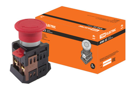 Кнопка "Грибок" AE-22 с фиксацией, красный, d22мм, 230В, 1з+1р TDM SQ0704-0018