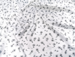 Эластичный бельевой атлас-стрейч, цветы на белом фоне, (Арт: ASP-007)