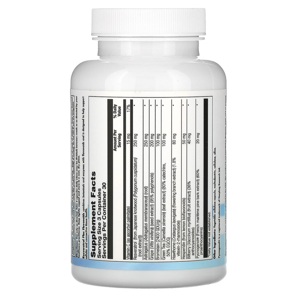 Nutra BioGenesis, ресвератрол с флавоноидами, 90 капсул