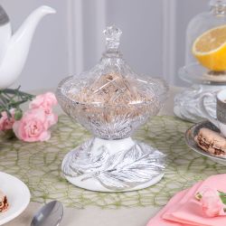 Сахарница стеклянная с крышкой Боа Белый