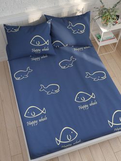 Постельное белье Сказка "Киты" 1,5-сп Наволочка 50х70 см 1 шт Простынь 150х215 см Пододеяльник 145х215 см, перкаль