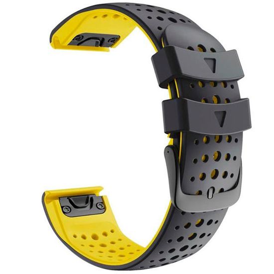 Ремешок дышащий Athlet 22 мм. для Garmin Fenix 7/6/5, EPIX 2, MARQ, Forerunner 935 / 945 / 955 / 965, instinct, instinct 2 двухцветный силиконовый быстросъемный